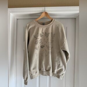 Beige Chicken Print Sweatshirt